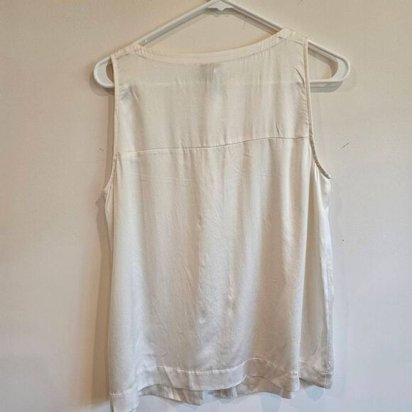 Eileen Fisher Silk Ivory V Neck Tank Top Size PM - Picture 5 of 7